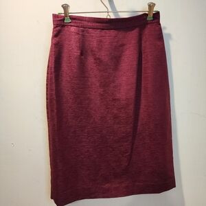 Burgundy Silk Blend Pencil Skirt Size  6